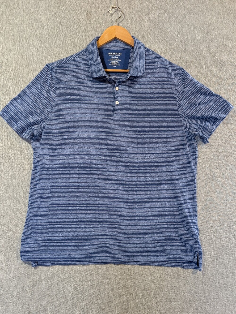 Kenneth Cole Awareness Golf Polo Short Men's XL Blue Striped